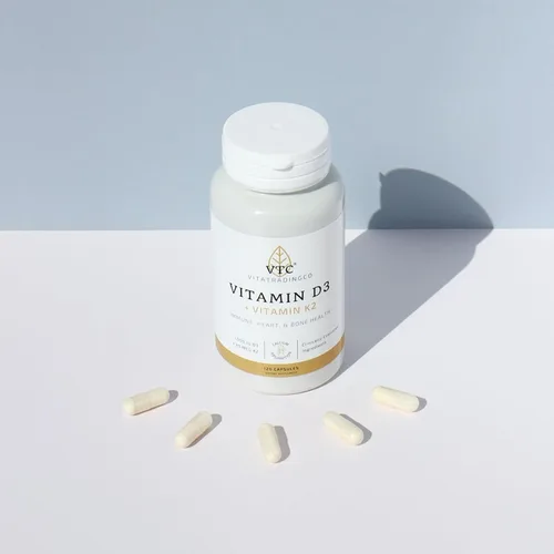 Vista 4 de VTC VitaTradingCo. Vitamina D3 + K2 Formas bioactivas de alta potencia 1000iu D3 + 45mcg MK-4 K2 Aumenta la absorción de calcio Soporte