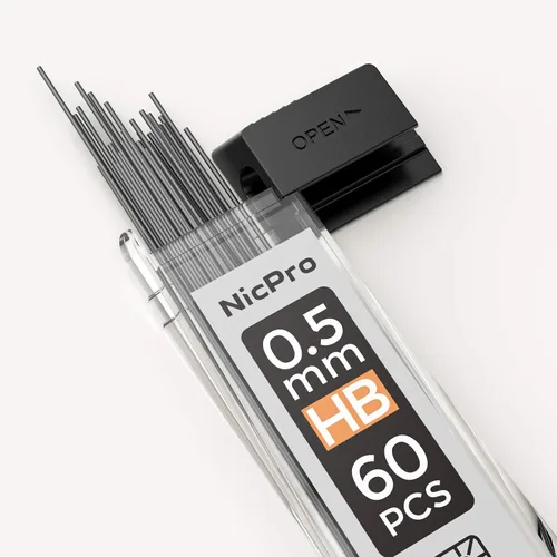 Vista 2 de Nicpro 600 repuestos de plomo de 0.020 in HB #2 resistentes a roturas para lápices mecánicos de 0.020 in, paquete de 60 por tubo, 10 tubos