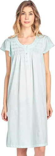 Vista 26 de Casual Nights Camisón de manga larga para mujer, diseño floral. Azul