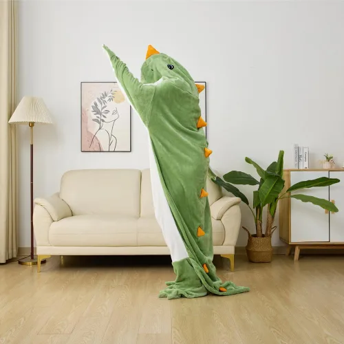 Vista 8 de Manta de Dinosaurio Vestible Saco de Dormir de Animal para Niños - Forro Polar de Franela Súper Suave, Cálido y Acogedor - Regalos de Dinosaurio