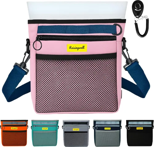 Vista 12 de Bolsa de premios para perros Raisingwell para caminar y entrenar con clicker, bolsa de silicona de 2 tazas, pequeña riñonera para cachorro, kit