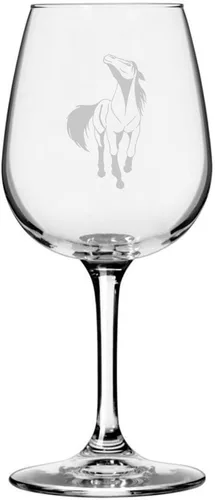 Vista 64 de Abaco Barb Body Horse - Copa de vino grabada multiusos (12.75 onzas) Unique Gifts for Horse Lovers, Personalized Wine Glasses, All-Purpose