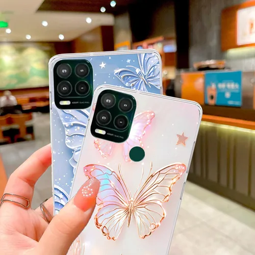Vista 6 de Paquete de 2 fundas elegantes con purpurina de mariposa para Moto G Stylus 5G 2021, delgada y suave TPU de lujo, a prueba de golpes, para adultos