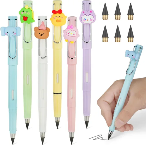 Vista 14 de Ainiv Lápiz de color sin tinta, 12 juegos de lápiz infinito sin afilar, reutilizable, con 12 puntas reemplazables de color extra para escribir