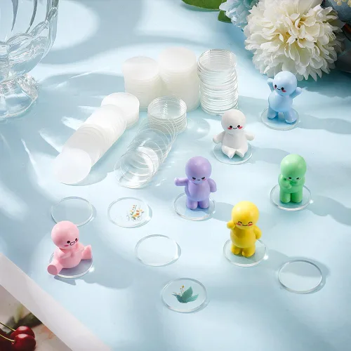 Vista 6 de FINGERINSPIRE 100 piezas de lámina de acrílico circular transparente de 1 pulgada, bases circulares en miniatura en blanco, disco de acrílico mini