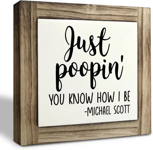 Vista 12 de Divertida Placa de Madera para Baño, So Fresh So Clean, Placas de Madera Box Decoración de Escritorio 5.9×5.9×0.7 pulgadas, Letreros Pequeños