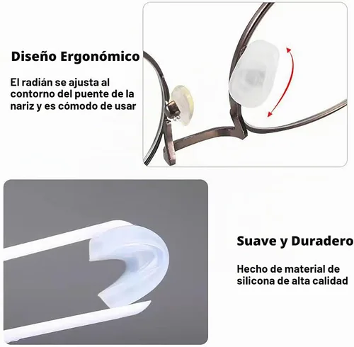 Vista 3 de Fundas de almohadilla de nariz para lentes, almohadilla de silicona antideslizante para lentes, fundas protectoras antideslizantes para puente