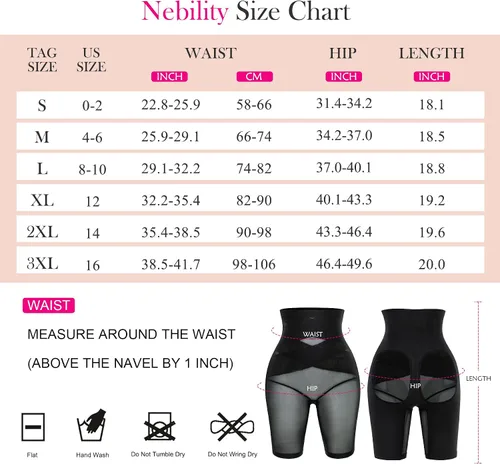 Vista 6 de Nebility Faja moldeadora de glúteos para mujer, cintura alta, realzador de cadera, control de abdomen, pantalones cortos moldeadores de cuerpo