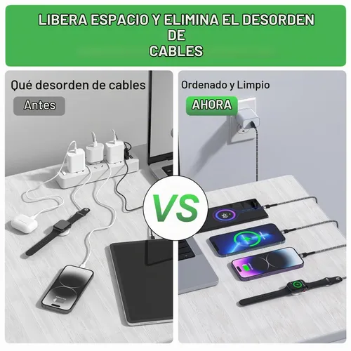 Vista 5 de TOP-UP Cable de carga múltiple para cargador de Apple Watch (6 pies), cable trenzado 4 en 1 para múltiples dispositivos, USB C/Micro/Multi cargador