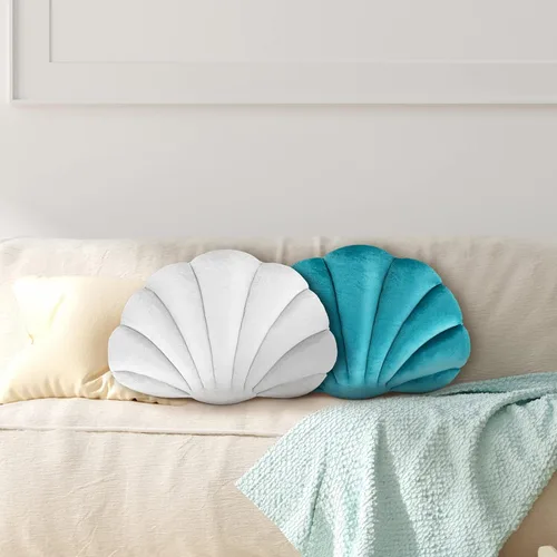 Vista 7 de Qunclay 2 almohadas de concha marina suaves en forma de concha de mar, bonitas almohadas decorativas para sofá, cama, sofá, sala de estar
