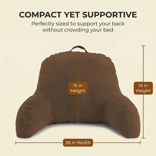 Vista 3 de Deluxe Comfort Microsuede - Almohada para reposo de cama, 22 x 17 x 9 pulgadas, marrón