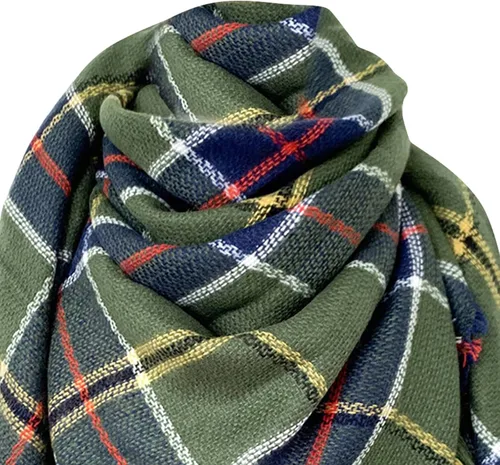 Vista 3 de ovticza Bufanda para mujer, para otoño, invierno, cálida, casual, larga, mullida, suave, a cuadros, bufanda para el cuello, bufanda gruesa