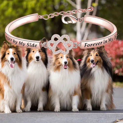 Vista 5 de BEKECH Pulsera conmemorativa para perros No Longer by My Side But Forever in My Heart Crystal Paw Print Bracelet Loss of Pet Jewelry