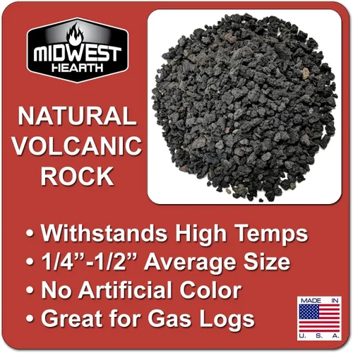 Vista 2 de Midwest Hearth gránulos de roca volcánica natural para chimeneas