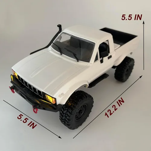 Vista 2 de HLSFWDRIVE Camiones RC WPL C24-1, RC Rock Crawler, RC Truck 4x4, Escala 1/16, RC Crawler Todo Terreno, Camioneta de Control Remoto 2.4G, Todo