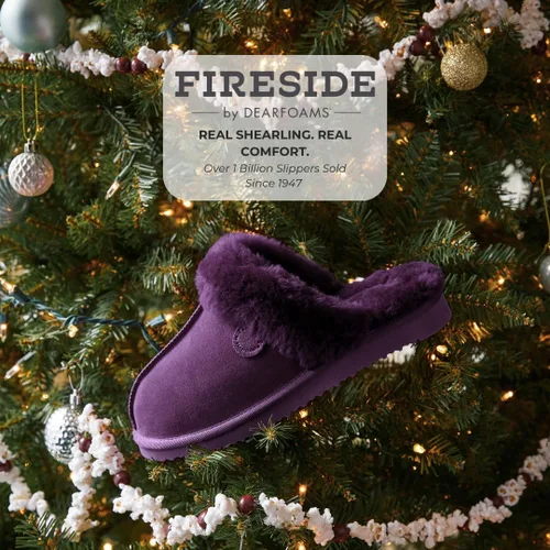 Vista 69 de Dearfoams Fireside Sydney Pantuflas anchas de piel de oveja para mujer, para interiores y exteriores