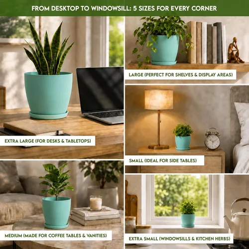 Vista 3 de Utopia Home - Macetas de Interior con Drenaje - Macetas de Flores de 7/6.6/6/5.3/4.8 Pulgadas para Plantas de Interior - Juego de 5 Macetas