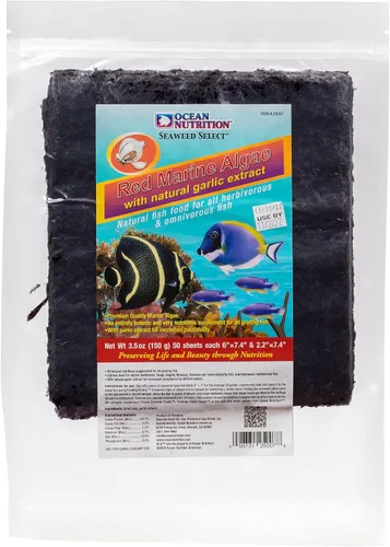 Vista 2 de Ocean Nutrition Hojas de algas marinas – Alimento nutritivo para peces de agua salada de algas rojas con extracto de ajo natural para peces