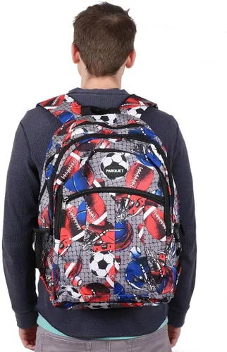 Vista 9 de Parquet Mochila escolar y de viaje para exteriores, equipaje, portátiles, mochila deportiva para adultos y adolescentes, Sport-gris, Mochilas