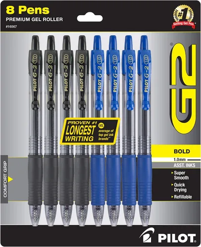 Vista 10 de Pilot G2 Premium - Bolígrafos de gel de punta rodante, recargables y retráctiles, punta gruesa, bolígrafos de gel gruesos, 0.039 in, negro, paquete
