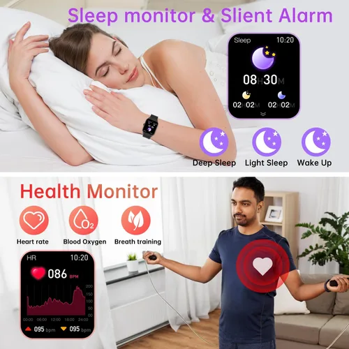 Vista 3 de Reloj inteligente para hombre y mujer Fitness: hacer respuesta llamar relojes digitales impermeables para hombre podómetro de carrera reloj