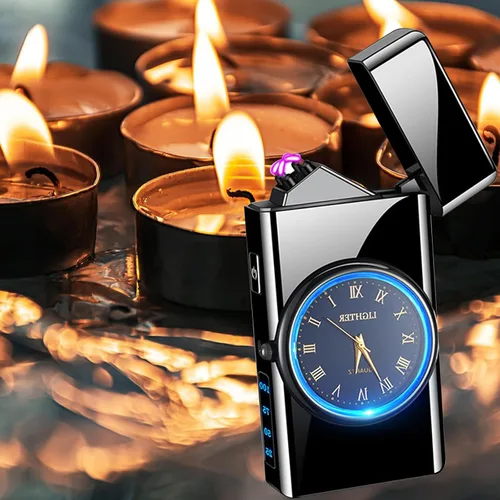 Vista 3 de Encendedor Eléctrico - Encendedor de Doble Arco USB Recargable, sin Llama, Resistente al Viento con Indicación LED de Batería para Velas, Acampada