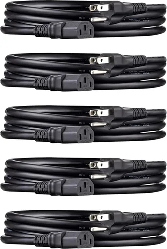 Vista 12 de Amazon Basics Cable de alimentación para PC, 3 pies, Cable de alimentación CA para monitor, computadora, TV, 3 clavijas, 18 AWG, 125 voltios, negro