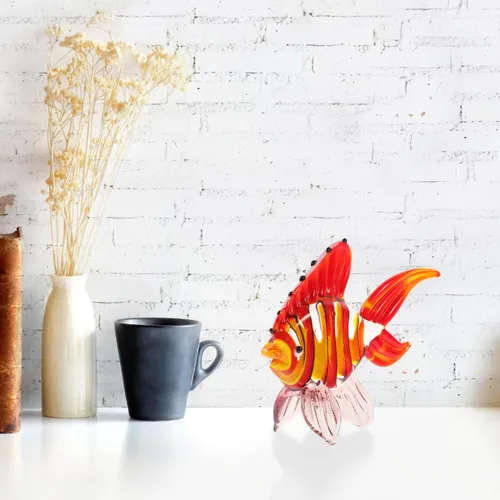 Vista 9 de ARTIBETTER 1 unid de cristal de pescado ornamento flores para cristal claro animal mar figura joyería jarrón marino para decoración de escritorio