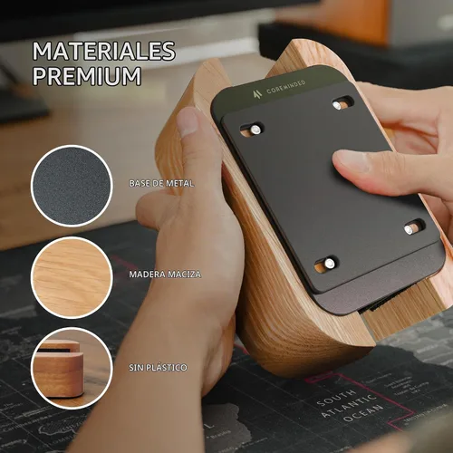 Vista 5 de COREMINDED Soporte vertical doble ajustable para computadora portátil, soporte de madera para laptop, soporte para MacBook Pro, base de aire Mac