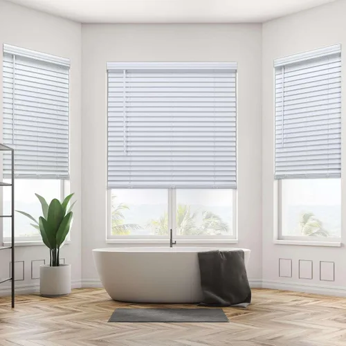 Vista 9 de Linen Avenue Persiana inalámbrica de madera sintética de 2 pulgadas, color blanco, 20 pulgadas de ancho x 48 pulgadas de alto, montaje