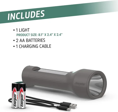 Vista 13 de Energizer S-600 Linterna LED recargable con opciones de alimentación de batería solar y AA, linternas superbrillantes IPX4 resistentes al agua