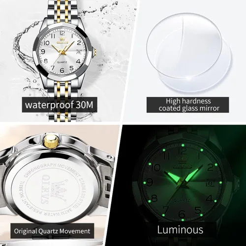 Vista 5 de OLEVS Reloj de pulsera para mujer, pequeño reloj de pulsera de acero inoxidable para mujer, reloj analógico de cuarzo para mujer
