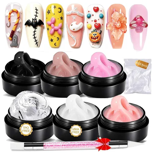 Vista 11 de NAILGIL - Gel 3D para arte de uñas, sin hemas, 3.53 oz de gel sólido constructor para esculpir las manos no pegajosas para extensiones, modelado
