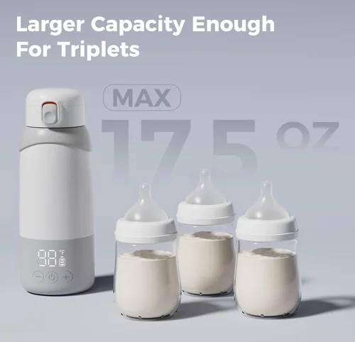 Vista 8 de BOLOLO Calentador de leche portátil Pro para viajes, calentador de botellas desmontable con calentamiento rápido y estable para leche materna
