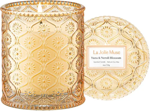 Vista 15 de LA JOLIE MUSE - Velas perfumadas de lino y algodón para el hogar, cera de soja, 40 horas Luxury Jar Candle, Clean Non Toxic, Gift for Women & Men