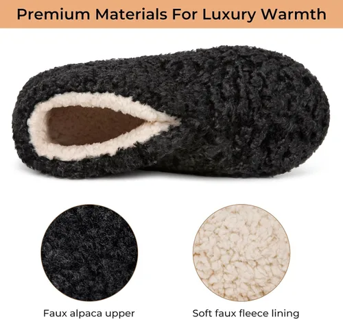 Vista 3 de HomeTop Pantuflas tipo botín mullido para mujer, cálidas, para invierno, para interiores, con forro polar de peluche