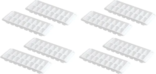 Vista 7 de Kitch Bandeja de cubitos de hielo blanco de fácil liberación, 16 bandejas de cubos (paquete de 4) (paquete de 4 - 64 cubos)