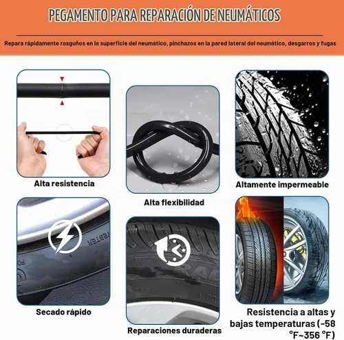 Vista 2 de Bellisinno Pegamento de reparación de neumáticos, kit de cemento de goma para pared lateral, clavos de dos tamaños, adecuado para bicicleta