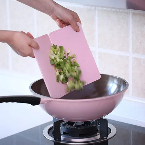Vista 2 de Pequeña tabla de cortar, tabla de cortar de cocina plegable para cocina plástico fruta rosa mini