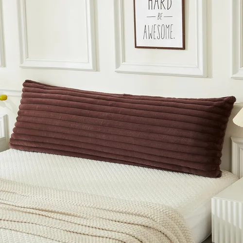 Vista 10 de JAUXIO - Funda de almohada corporal de piel sintética mullida, lujosa, decorativa con rayas, ultra suave y acogedora con cierre de cremallera de 21