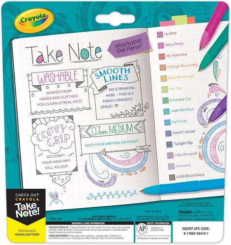 Vista 2 de Crayola Bolígrafos de gel de colores para niños y adultos, bolígrafos lavables de punta media, 14
