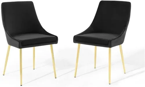 Vista 10 de Modway Viscount Performance - Sillas de comedor de terciopelo, juego de 2, color dorado marfil
