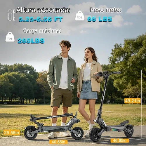 Vista 9 de Fast Electric Scooter Adults, 1200W/5600W Off Road E Scooter, 35/50 Miles Long Range, 35/50 MPH Top Speed, 10/11" Tires, Foldable Kick Scooter for