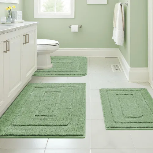 Vista 25 de GRANNY SAYS Juego de 2 alfombras de baño suaves para baño, alfombras de baño antideslizantes y lavables, alfombras de baño absorbentes para bañera