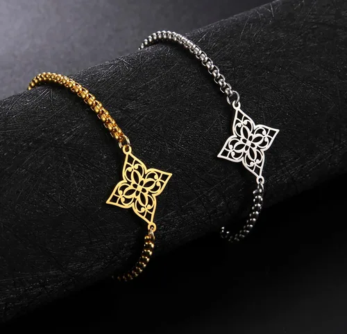 Vista 5 de Pulsera de nudo de bruja, nudo celta, símbolo de Wicca pagana, nudo mágico, pulsera de joyería de brujería, pulsera de acero inoxidable ajustable