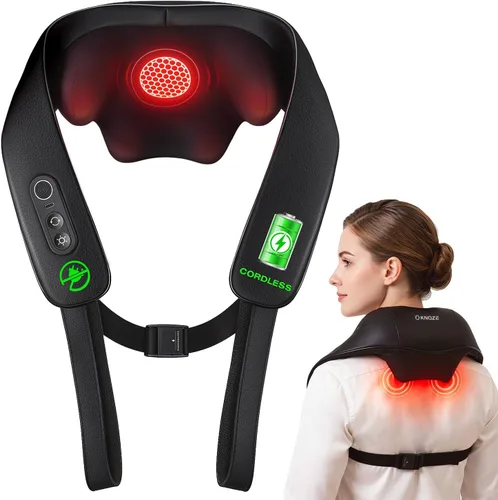Vista 11 de KNQZE Masajeador de cuello inalámbrico para aliviar el dolor de tejido profundo con calor