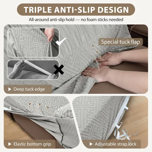 Vista 2 de Fundas para sofá seccional en forma de L de 1 pieza, fundas de esquina elásticas para sofá, funda de sofá antideslizante, lavable, fundas de sofá