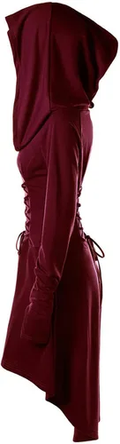 Vista 6 de Xdegoge Disfraz renacentista con capucha para mujer, para Halloween, steampunk, ropa gótica, vestido con capucha medieval