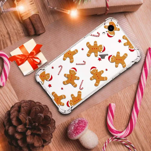 Vista 7 de Funda de Navidad para iPhone XR, diseño impreso de hombre de jengibre, transparente, suave, a prueba de golpes, funda protectora de TPU a prueba