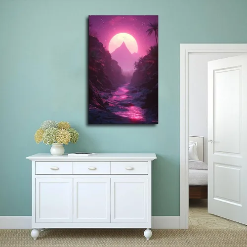 Vista 4 de ZMLIS Synthwave Dreamscape Wall Art – Retro Futuristic Poster – Neon Grid Aesthetic Room Decor Canvas Poster Wall Art Bedroom Decor Office Room